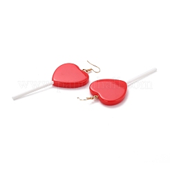 Orecchini pendenti con lecca-lecca a forma di cuore da donna&nbsp;EJEW-Z015-04A
