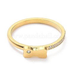 Кольцо-бантик из нержавеющей стали 304 с ионным покрытием (IP) и кубическим цирконием RJEW-K224-15G