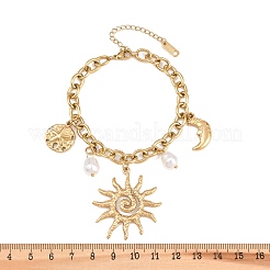 Braccialetti con ciondoli a forma di perla in acciaio inossidabile 304 e plastica&nbsp;BJEW-B171-06G