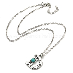 Lettre a ~ z en alliage plaqué argent antique avec colliers à pendentif turquoise synthétique&nbsp;NJEW-G080-01D