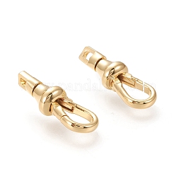 真鍮製のキーホルダーの留め金  長持ちメッキ  18KGP本金メッキ  23.5x8x7.3mm  穴：1.6mmと5x9.5mm&nbsp;X-KK-F820-38G