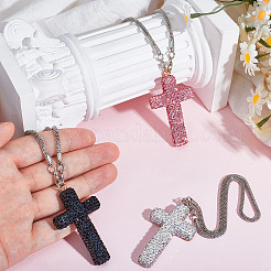 Polymer Clay Strass Kreuz Anhänger Legierung Kette Halsketten&nbsp;NJEW-CN0001-16B