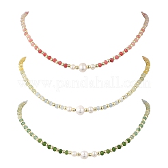 Collane di perline con pietre preziose a gradiente di colore e perle naturali coltivate d'acqua dolce&nbsp;NJEW-JN06316