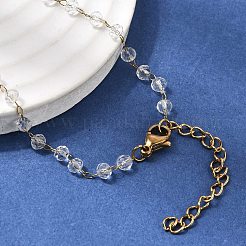 Colliers pour femmes en acier inoxydable 304 avec perles rondelles en verre facettées&nbsp;NJEW-G195-01G-12