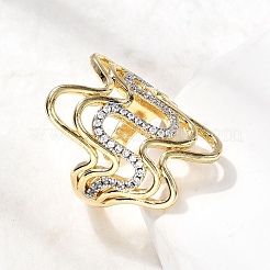 Латунные кольца из манжеты с прозрачным цирконием RJEW-H262-02G