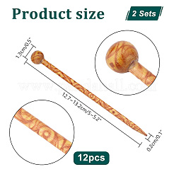 Bâton de cheveux en bois imprimé rétro&nbsp;OHAR-WH0016-19