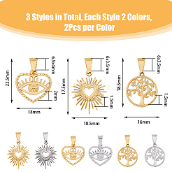 12 шт. 6 стиля вакуумного покрытия PVD из нержавеющей стали 304 подвески&nbsp;STAS-DC0014-29