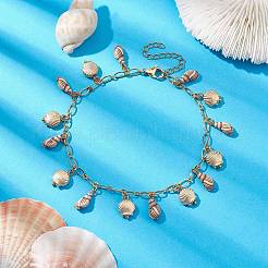 Акриловые браслеты с подвесками в форме ракушки AJEW-AN00572