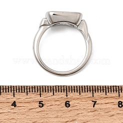 304ステンレススチール製、パヴェセッティングのシングルキュービックジルコニアリング（女性用）  長方形  ステンレス鋼色  14x10mm  内径：18mm&nbsp;RJEW-K316-05P