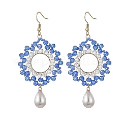 Perle di vetro in ottone ciondolano gli orecchini&nbsp;EJEW-MZ00764-01