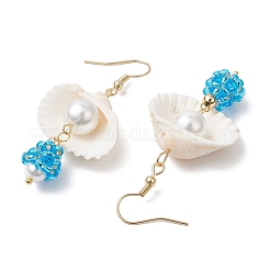 5 paire de boucles d'oreilles pendantes en verre coquillage&nbsp;EJEW-MZ00424