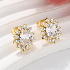 Серьги-гвоздики из циркония&nbsp;EJEW-C139-04G