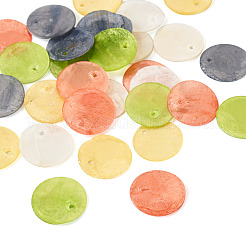24шт 4 цвета окрашенной ракушки плоские круглые подвески&nbsp;FIND-TA0005-04
