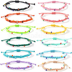 Браслеты из плетеных стеклянных бусин (12 шт.)&nbsp;TN6908-13