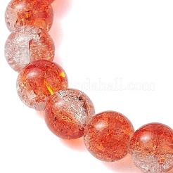 8mm ツートン透明クラックルガラスビーズストレッチブレスレット  女性用 10mm ラウンドガラスパールブレスレット  サンゴ  内径：2インチ（5cm）&nbsp;BJEW-JB10538