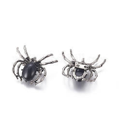 Broche en agate noire teinte et chauffée naturellement&nbsp;G-A176-C05-1