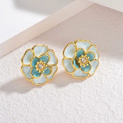 Серьги-гвоздики из нержавеющей стали 304 с эмалью EJEW-M095-08G