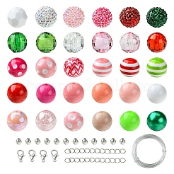 Наборы для самостоятельного изготовления подвесок из круглых акриловых и полосатых смоляных бусин DIY-YW0010-21A