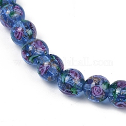 Fili di perline di lampwork di sabbia dorata fatte a mano&nbsp;LAMP-B028-03I-10mm