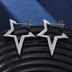 Orecchini a forma di stella in acciaio inossidabile 304&nbsp;EJEW-B108-17P