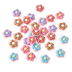 30 個の不透明な樹脂カボション  模造食品  ミックスカラー  花  21x21.5x8.5mm&nbsp;RESI-TA0005-79E
