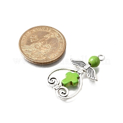 7 шт. 7-цветные круглые подвески в форме сердца из синтетической бирюзы с крестообразным крашением PALLOY-JF04032