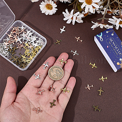 100本5色チベット風アロイペンダント  飛行機チャーム  ミックスカラー  15x11x2.5mm  穴：1.4mm  20個/カラー&nbsp;TIBEP-SC0003-57