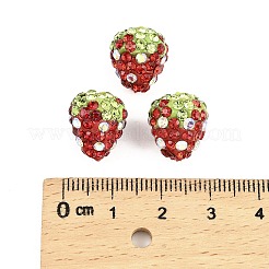 粘土ポリマーラインストーンビーズ  パヴェボールディスコビーズ  グレードA  苺  レッド  14x13mm  穴：1mm&nbsp;LS-RB-A051-E06