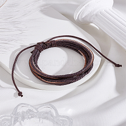 1шт. многорядные плетеные браслеты из искусственной кожи для мужчин&nbsp;BJEW-LP0003-37A