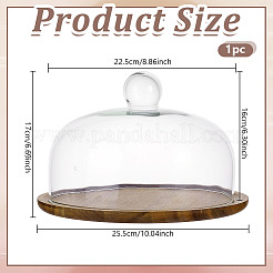 Présentoir à gâteaux rond en bois avec couvercle en forme de dôme en verre&nbsp;AJEW-WH0696-075A