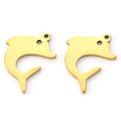PVD真空メッキ304ステンレスペンダント  レーザー切断  イルカ  18KGP本金メッキ  21x15x1mm  穴：1.2mm&nbsp;STAS-N092-83G