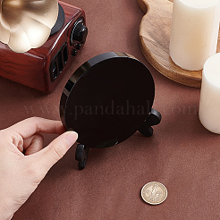 ベース付きのフラットラウンドい天然黒曜石のディスプレイ装飾  ホームディスプレイ装飾  101x12mm&nbsp;DJEW-WH0001-88