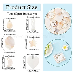 60шт 6 стиля подвески из натуральных пресноводных ракушек&nbsp;SHEL-YW0001-21