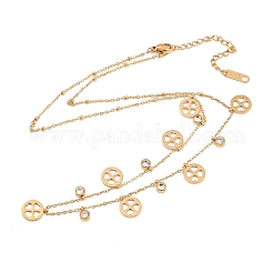 Женские ожерелья-нагрудники ко Дню Святого Патрика из нержавеющей стали 304 с кристаллами и стразами&nbsp;NJEW-A064-01G