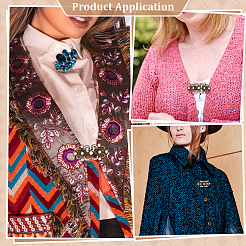 4 шт. зажимы для кардигана из цветочного сплава и стекла&nbsp;AJEW-PH0006-66AB