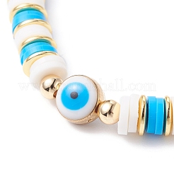 Эластичный браслет из синтетического гематита и полимерной глины с бусинами хейши&nbsp;BJEW-JB07226-02