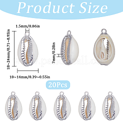 20 шт. подвески из натуральных ракушек каури с гальваническим покрытием SHEL-SC0001-30