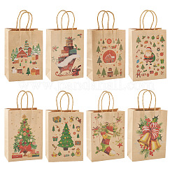 8 Stück 8 Stile Weihnachtsmotiv bedruckte Kraftpapiertüten mit Griffen&nbsp;ABAG-TA0001-59