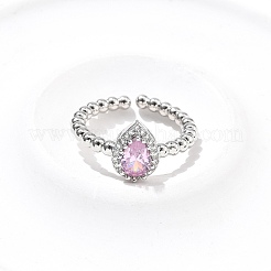 Наборы из каплевидных латунных браслетов-манжет и колец с микропаве из кубических цирконий для женщин&nbsp;SJEW-R002-04P-02