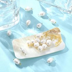 18 pendentif ovale en perles naturelles de 3 couleurs&nbsp;PALLOY-YW00035