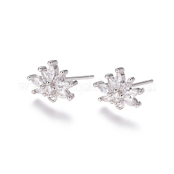 Латунные серьги с цирконом EJEW-E257-06P