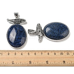 天然石ラピスラズリビッグサイズペンダントトップ  アンティークシルバーメッキ合金楕円チャーム  56x32x11mm  穴：7x6.5mm&nbsp;G-Z050-09B