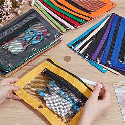 Cuthollow 24шт 12 цвета прямоугольник ткань Оксфорд 3 кольца ручка карандаш сумки на молнии ABAG-CL0001-13