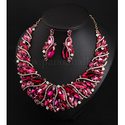 Collane con ciondolo in strass in lega e set di orecchini pendenti a goccia per donna&nbsp;WG99E9F-01