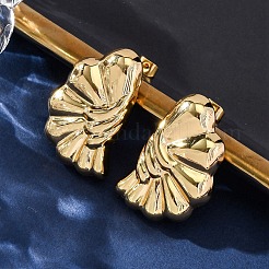 女性用フラワー 304 ステンレス スタッド イヤリング  左右  ゴールドカラー  32x20.5mm&nbsp;EJEW-A125-71G