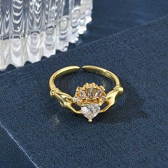 Manschettenringe aus Messing mit Zirkonia-Pavé&nbsp;RJEW-H268-02G
