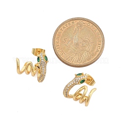Aretes de latón con micro pavé de circonio cúbico para mujer&nbsp;EJEW-F352-03G