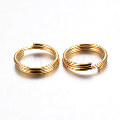 304ステンレススプリットリング  ダブルループ丸カン  ゴールドカラー  12x2mm  内径：10mm  単線：1mm&nbsp;X-STAS-P223-22G-07