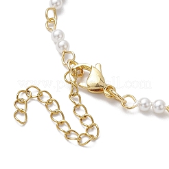 Женские браслеты с граненым стеклом 7 чакры и круглыми звеньями из жемчужной ракушки диаметром 3 мм BJEW-JB10379