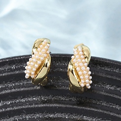 Латунные серьги-гвоздики в форме буквы С&nbsp;EJEW-A152-01G